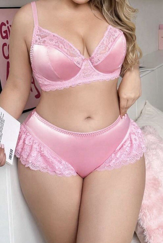 NEW GLOSSY 2nd Skin Stretch Satin 40C Bikini Panties & Bra Set
