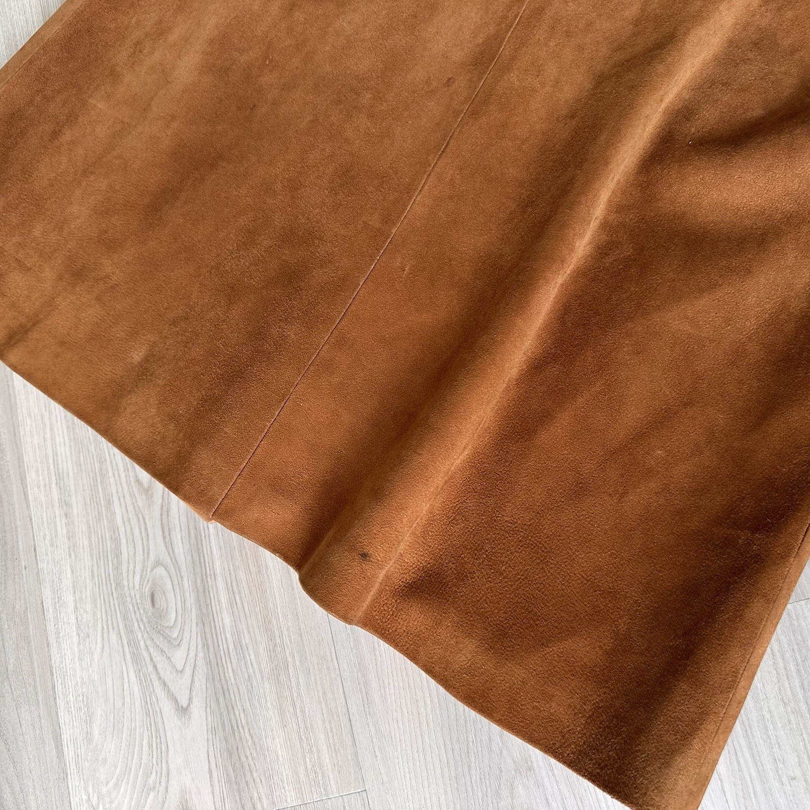 Vintage 1970s LOEWE Tan Suede Leather Maxi Coat Women&rsquo;s 41” Bust