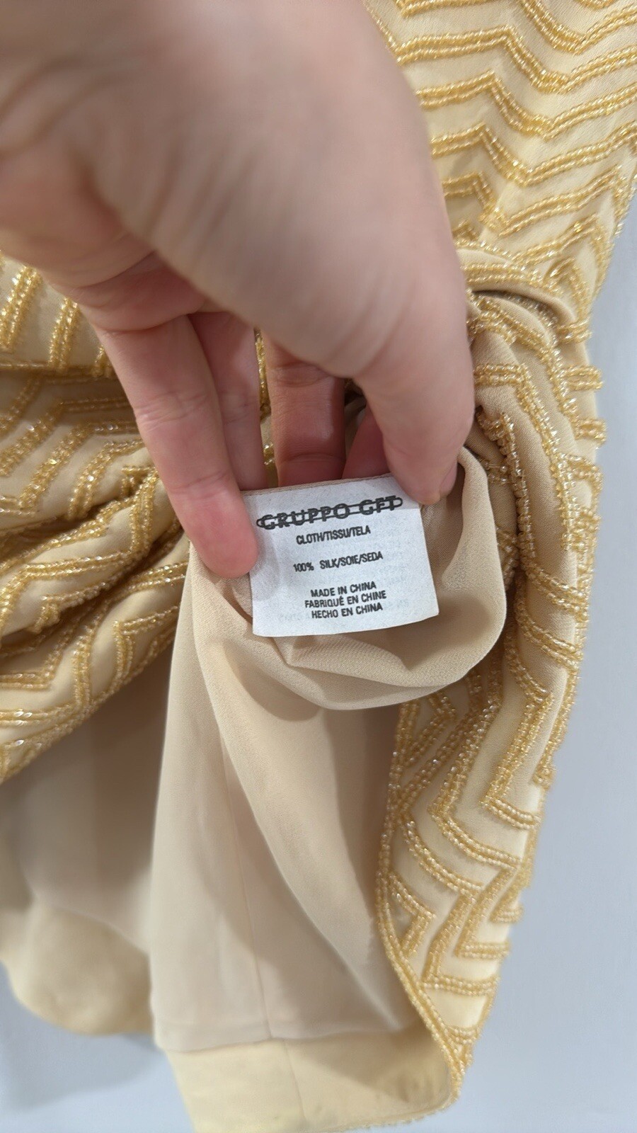 Emanuel Ungaro Vintage 100% Silk Gold Beaded Blouse Sz Medium
