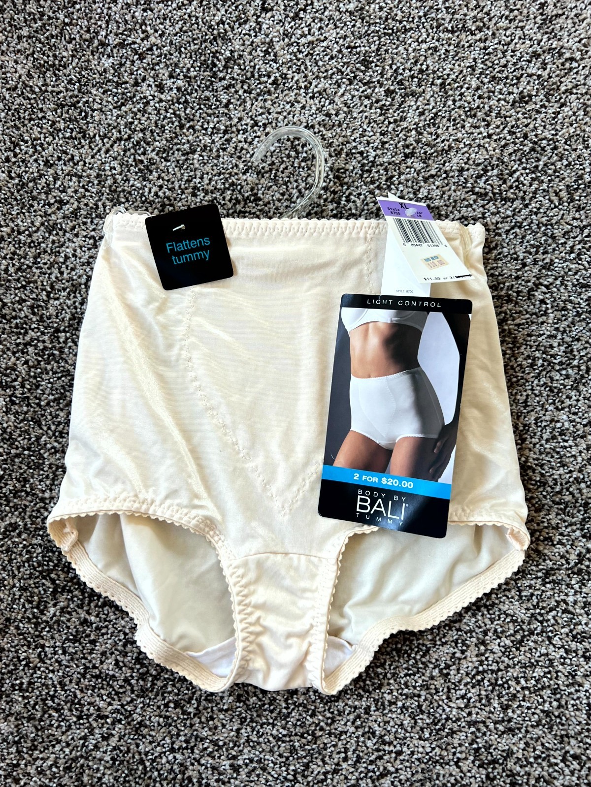 Vintage Bali cream Light control stretch cotton brief XL * BNWT *