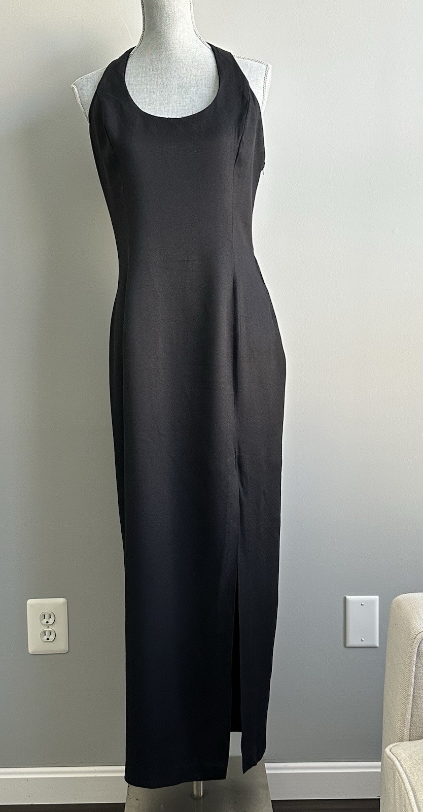 Vintage Jessica McClintock Gunne Sax Black Dress with crochet lace back sz 11/12