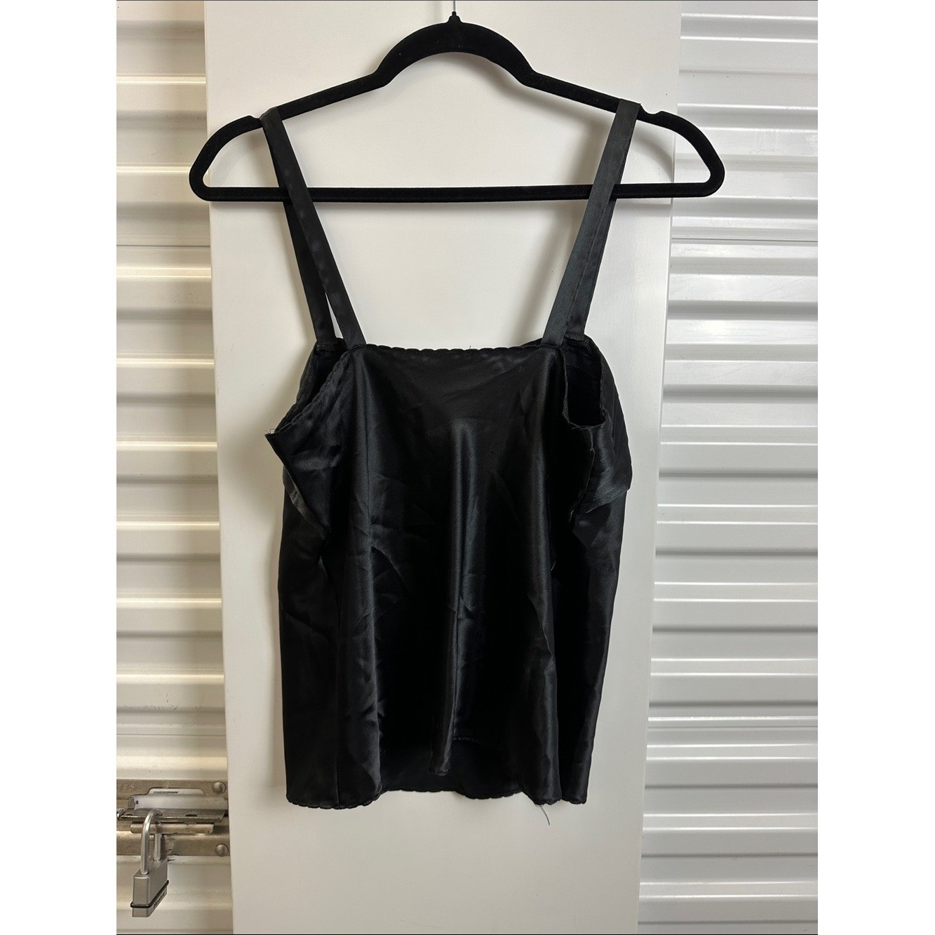 Vintage ESCAPADES Black Satin Pleated Yoke Camisole