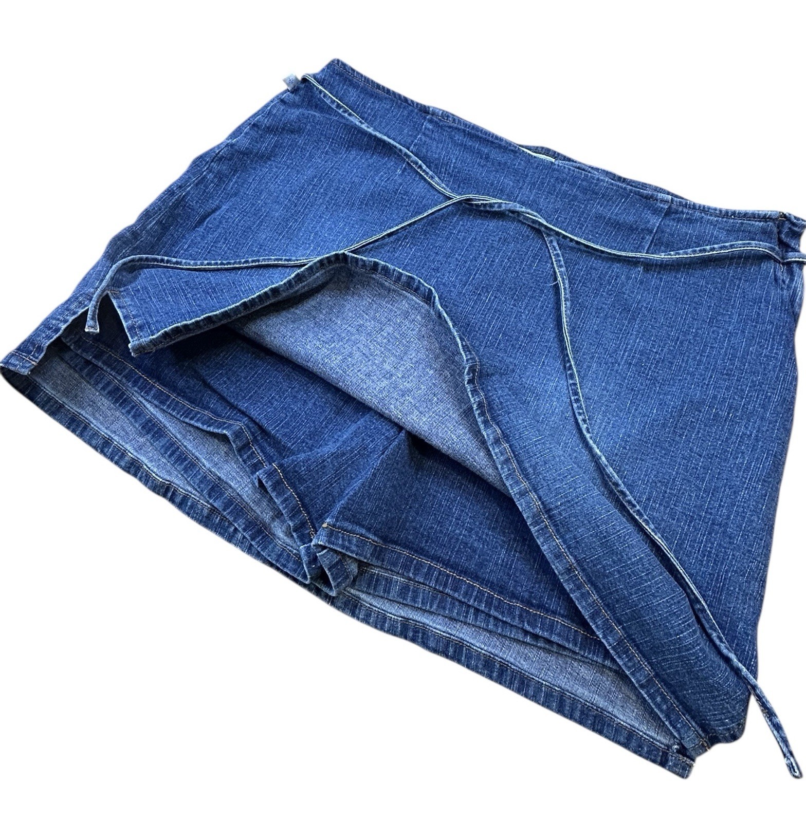 Y2K Stretchy Denim Mini Skort Steam Brand Size 16 Vintage