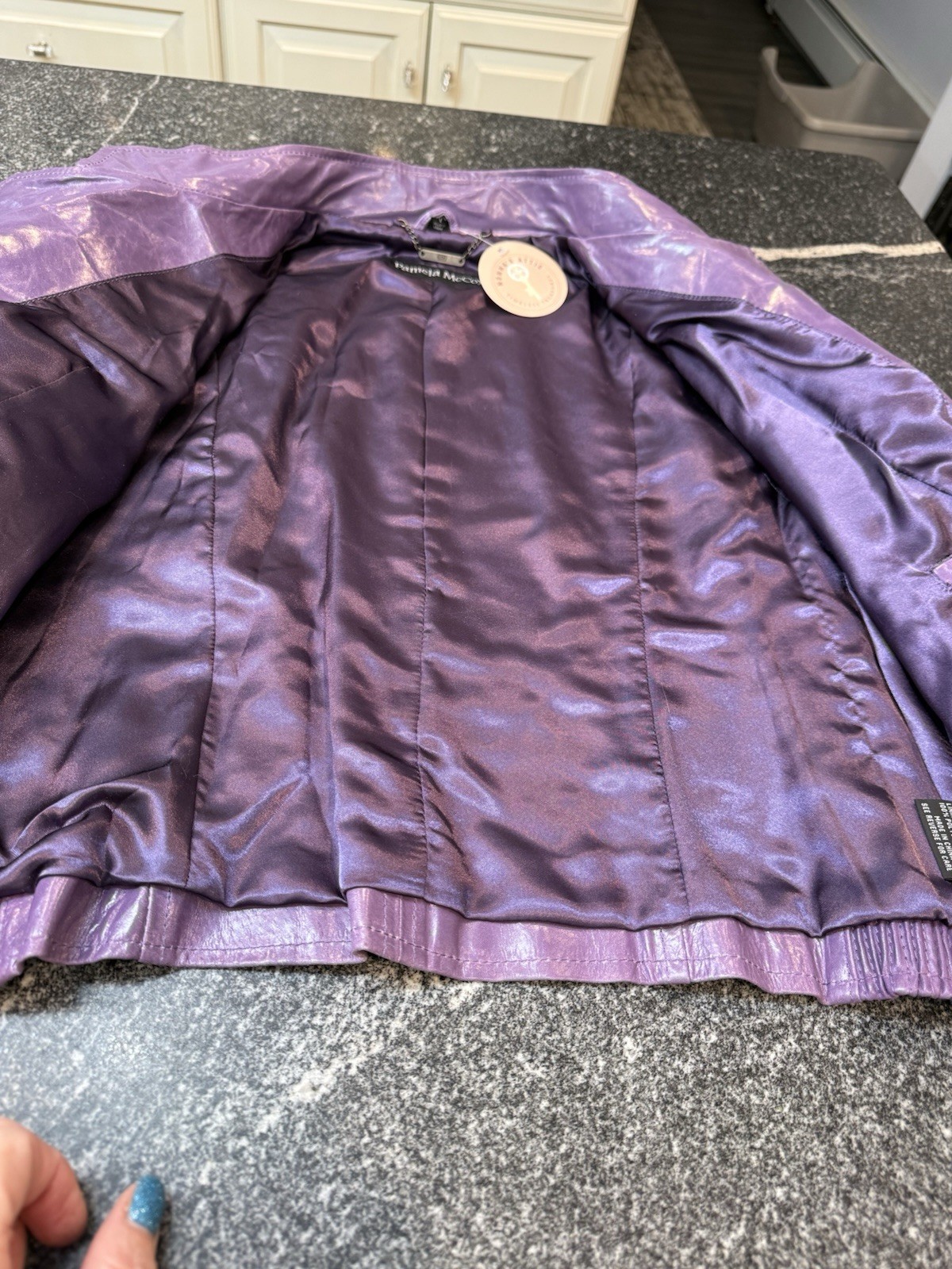 Unique Purple leather moto zipper studded jacket Pamela McCoy