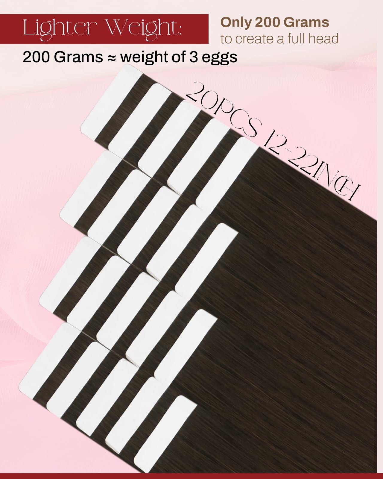 Moresoo 18&Prime; Dark Brown Seamless Remy Tape in Human Hair Extensions