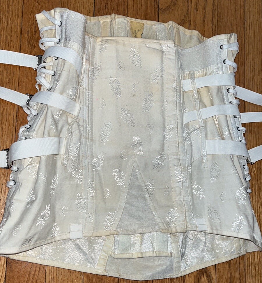 Vintage CAMP Corset~Support Girdle 9479~Union Made~Cream Brocade~sz 38
