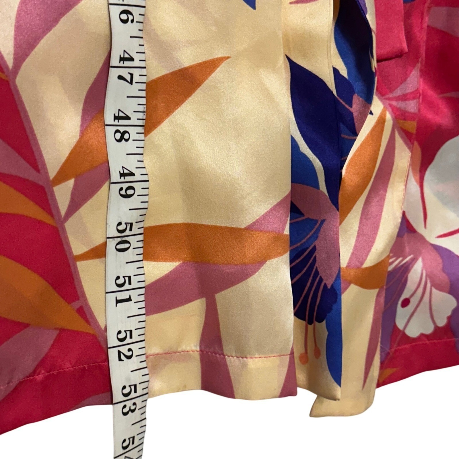 August Silk Intimates Pink Floral 100% Silk Vintage Long Wrap Robe XL Tropical