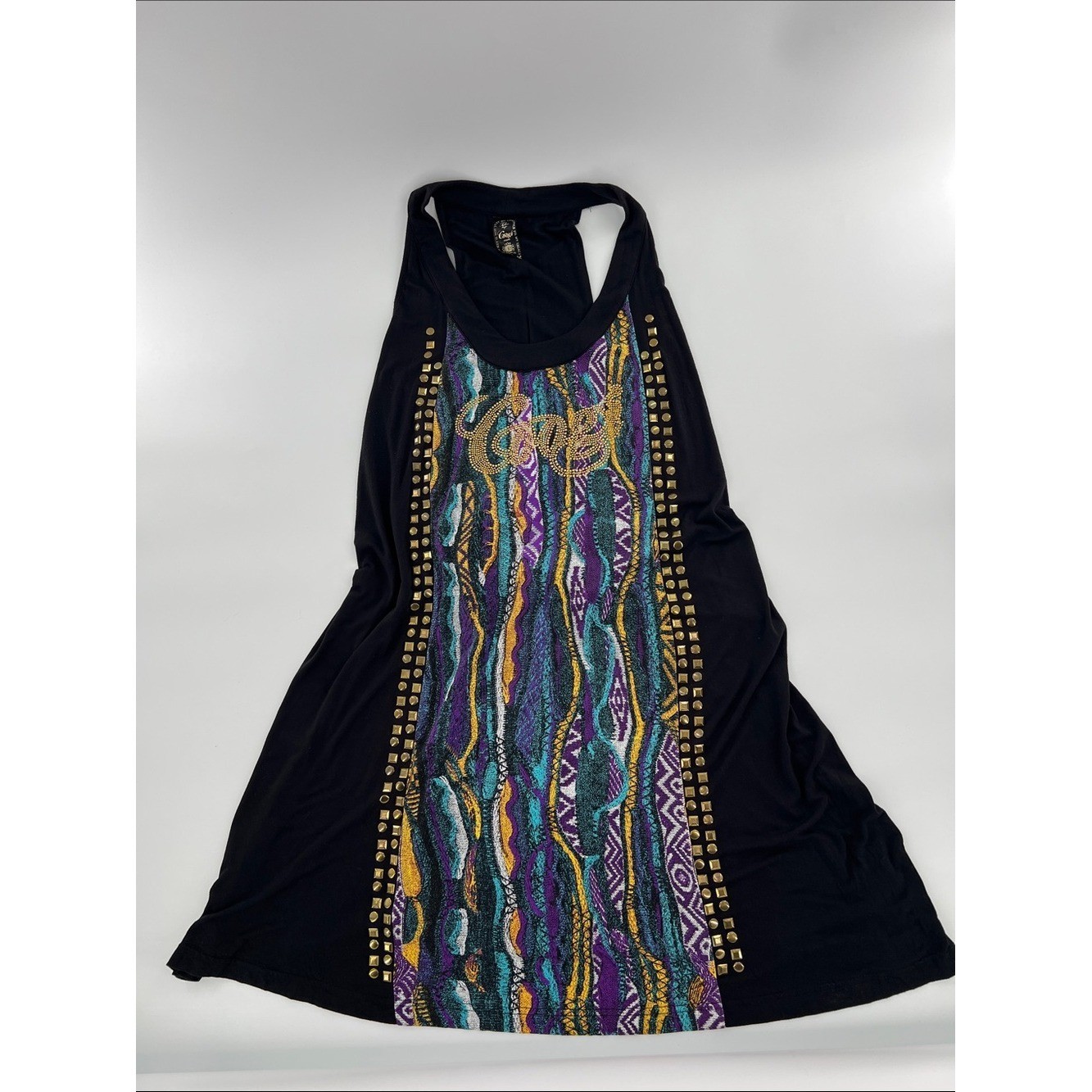Vintage Coogi racer back Mini dress stretch 90s rhinestones