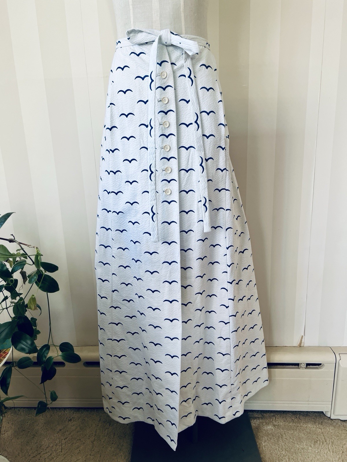 Vintage GIVENCHY 1970’s Full Length Skirt With Seagulls Made In France XS