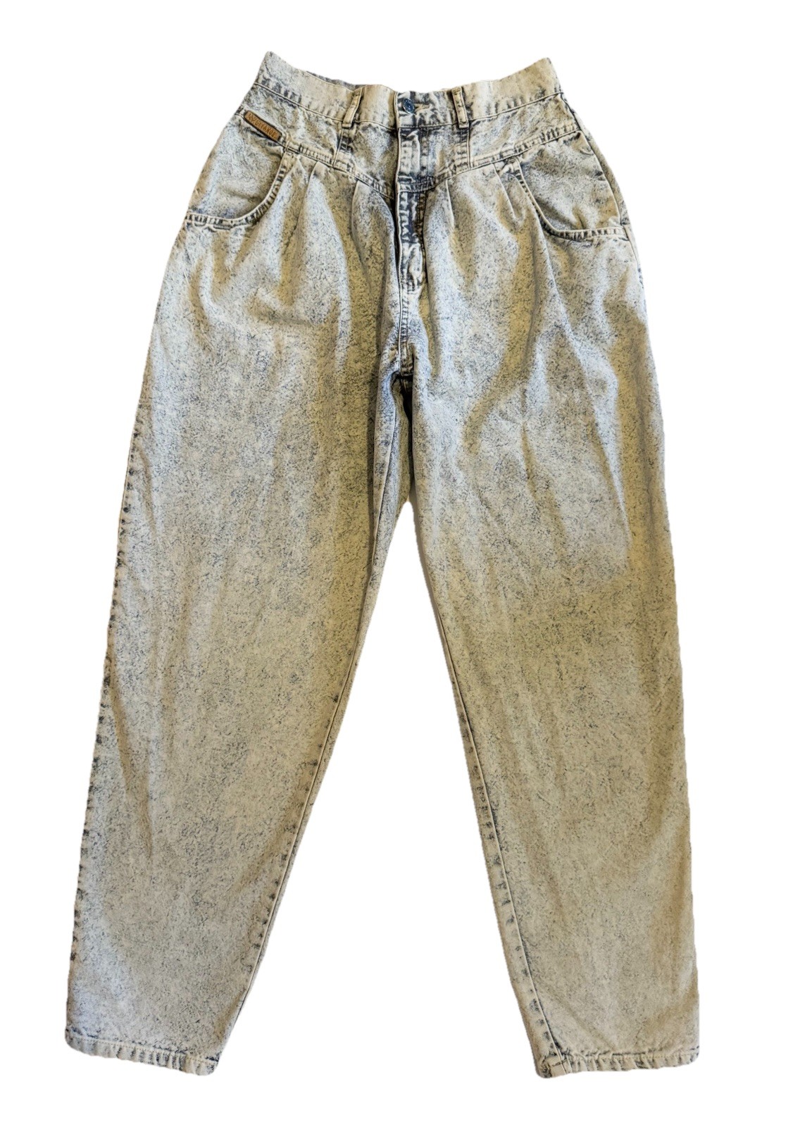 Vtg 80’s P.S. Gitano Acid Wash Pleated Mom Jeans High Waste Tapered Leg 27×28&Prime;