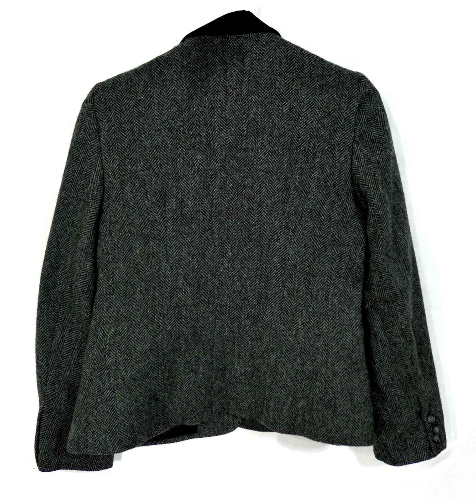 Vintage Evan Picone Tailored Herringbone Wool Blazer Jacket Velvet Collar S