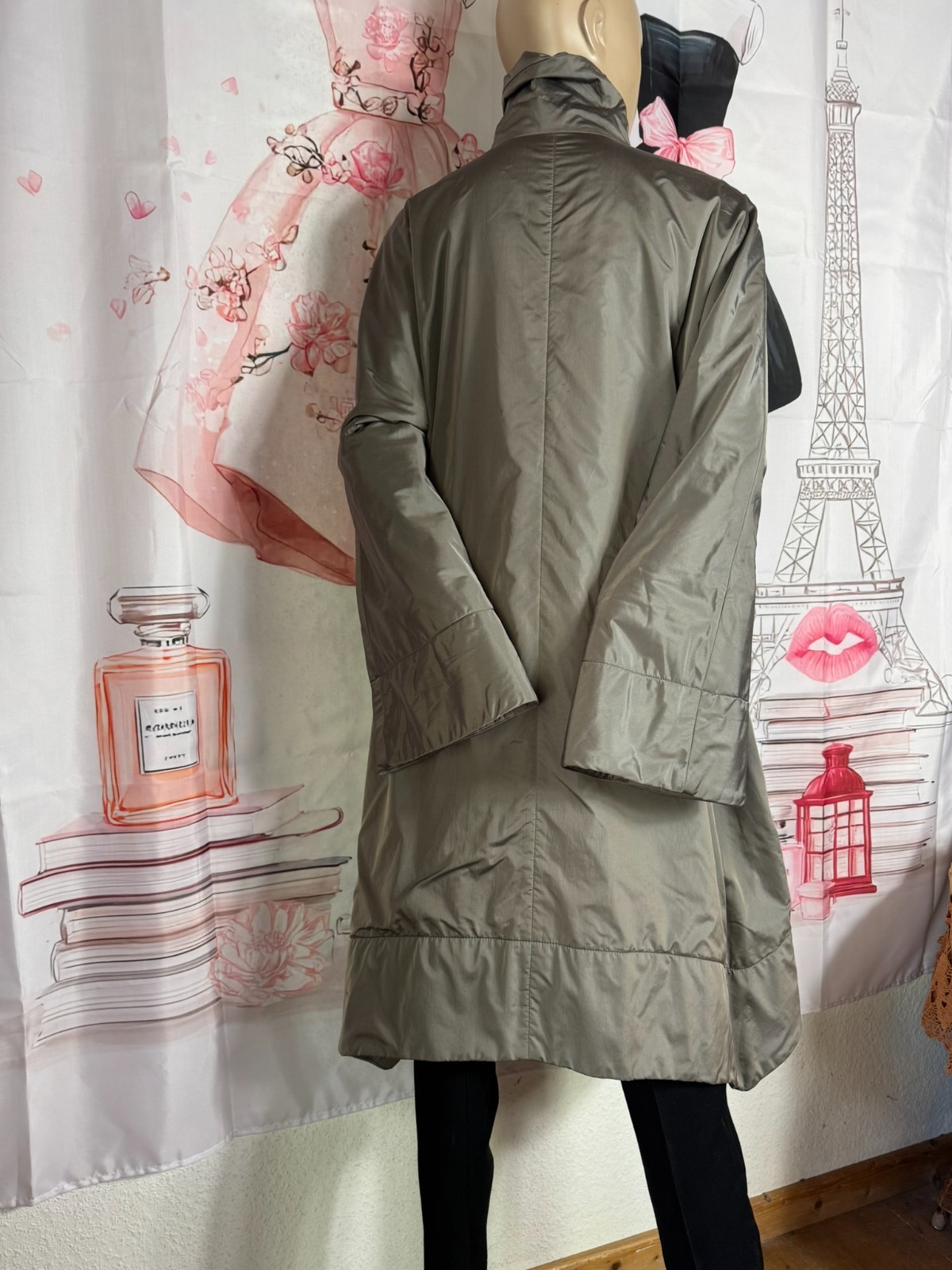 Marc Cain Collection Metallic Nylon Coat 42 44 46 Avant Garde Cocoon Tech Luxury