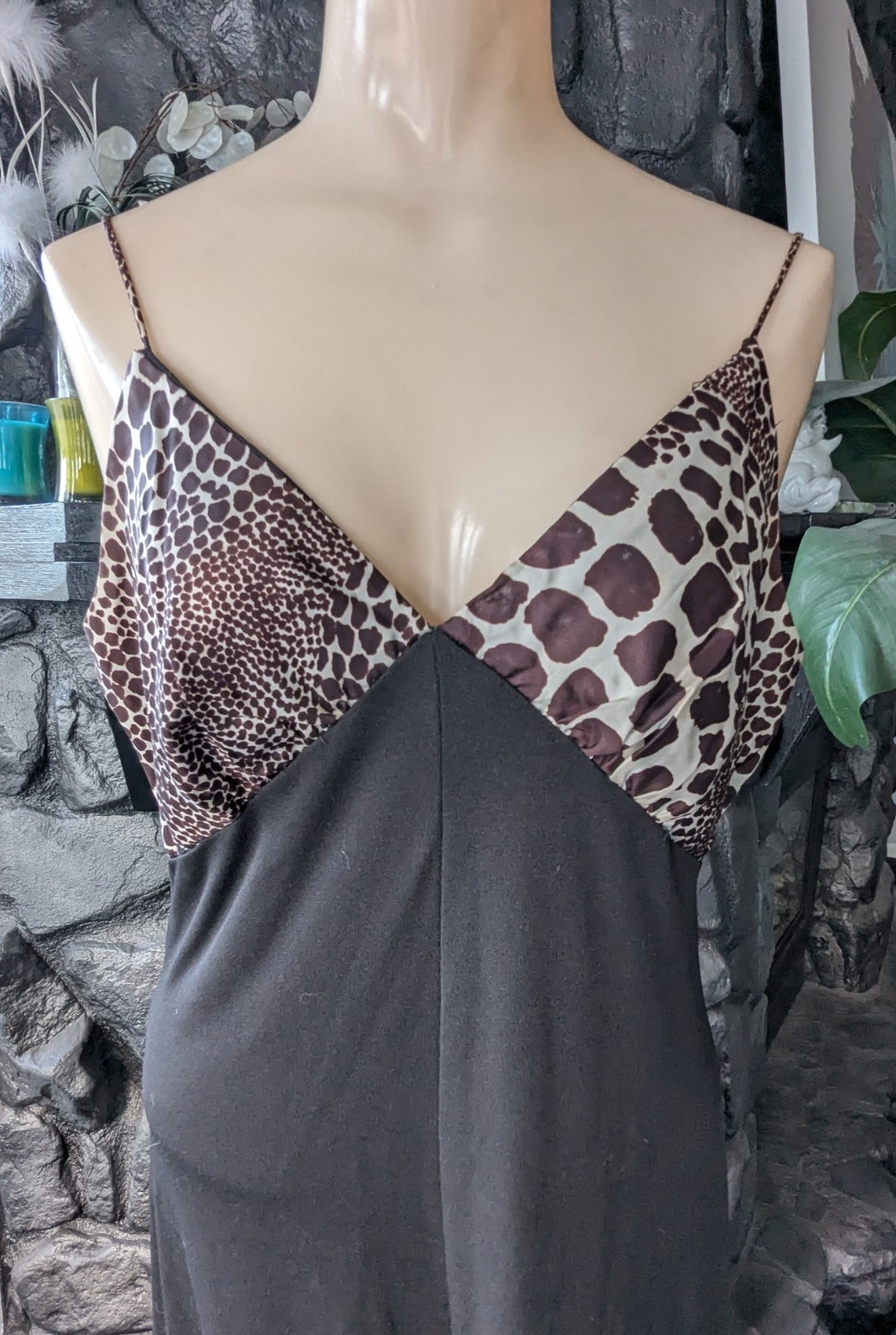 Vtg 70s Juniors Black and Animal Print Jumpsuit Bolero w/ Sheer Sleeves Sz 13/14
