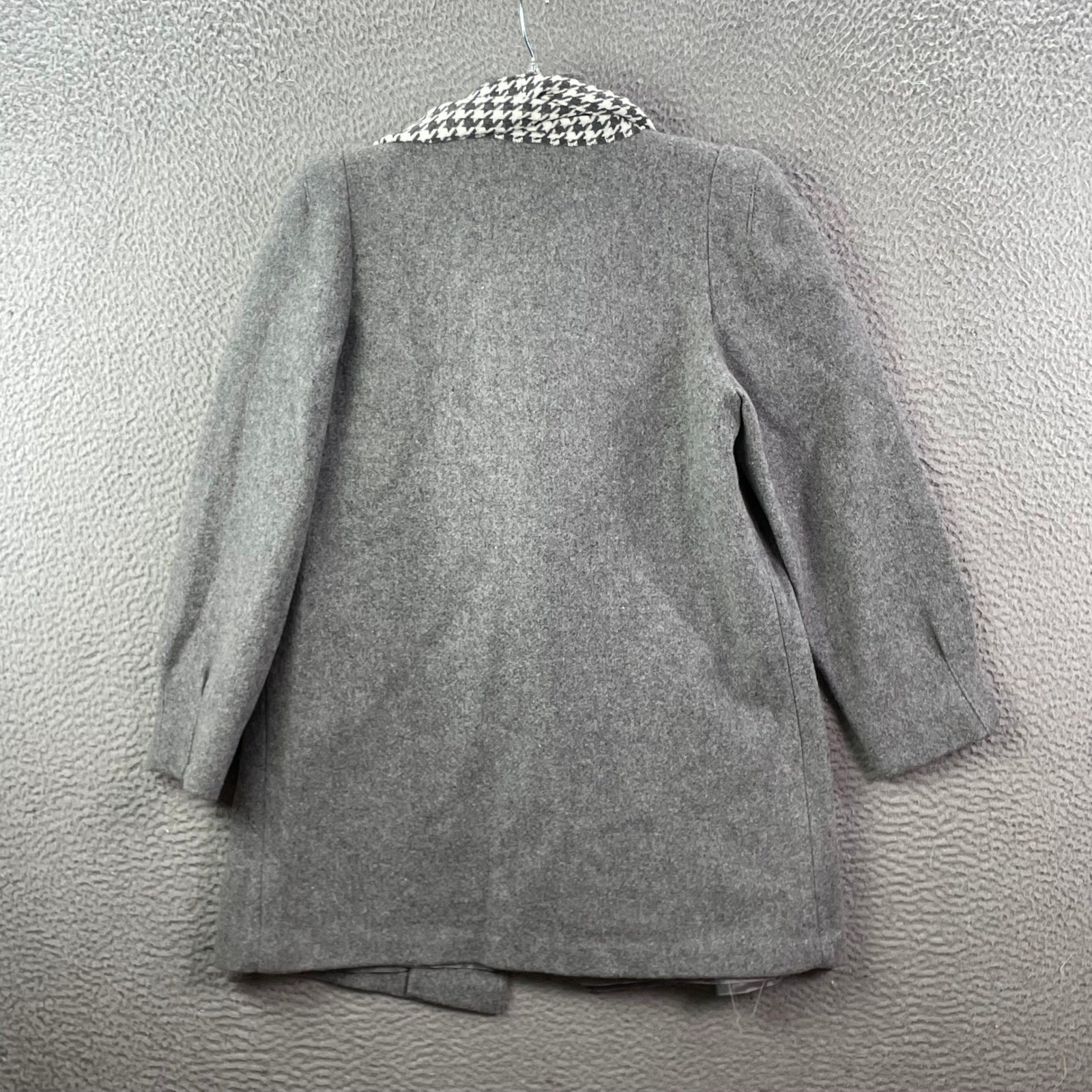 New York Girl Pea Coat Women&rsquo;s 10 Grey Vintage Houndstooth Scarf Double Breasted