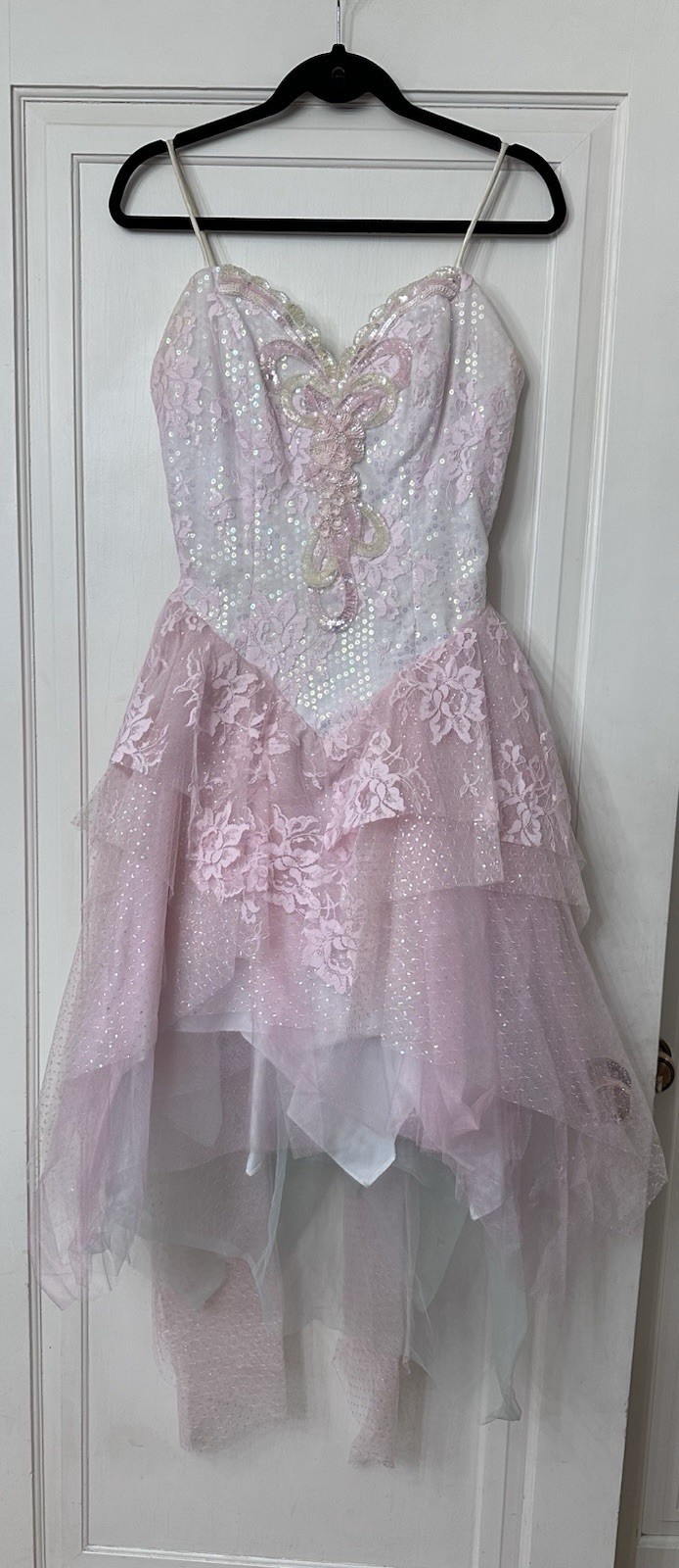 Vintage 1980’s Loralie Original Fairy Glam Rock Party Dress Lace Sequin Tiered