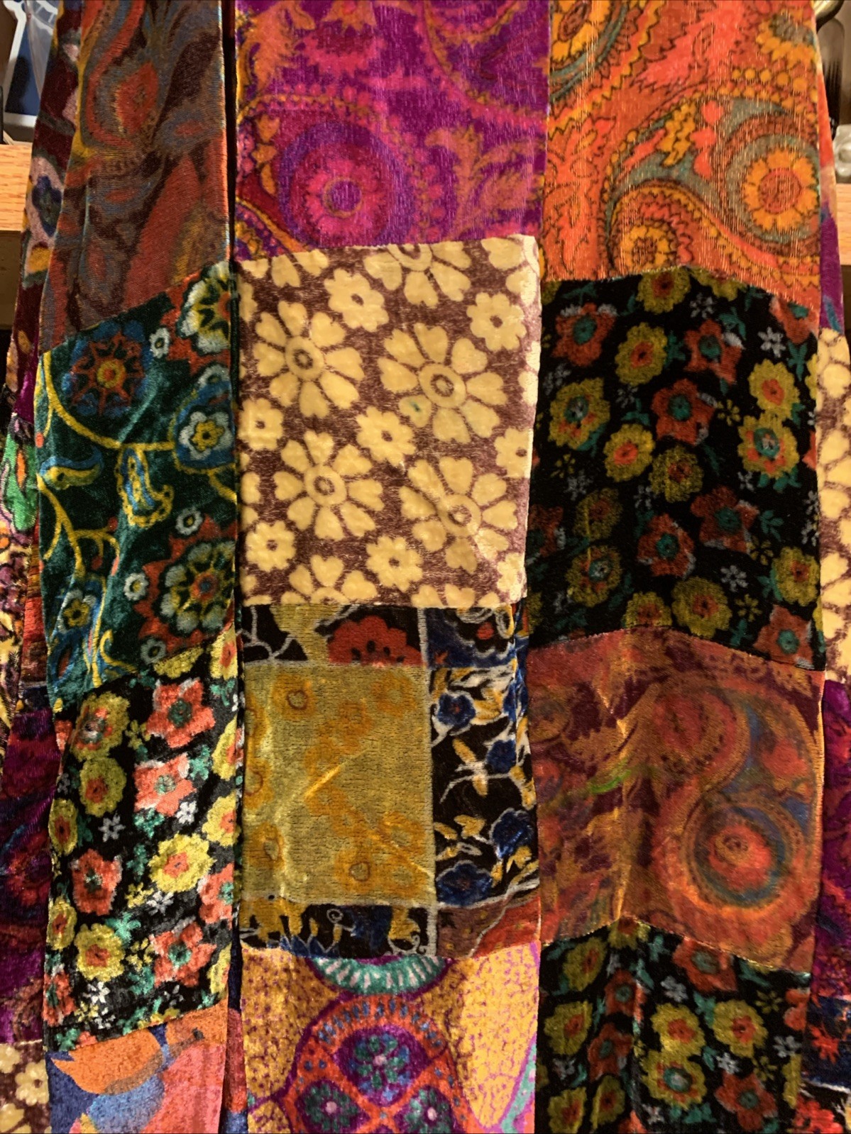 VINTAGE Vicky Vaughn Velvet Patchwork Long Skirt Gypsie Boho Hippy 70s 24&Prime; Waist