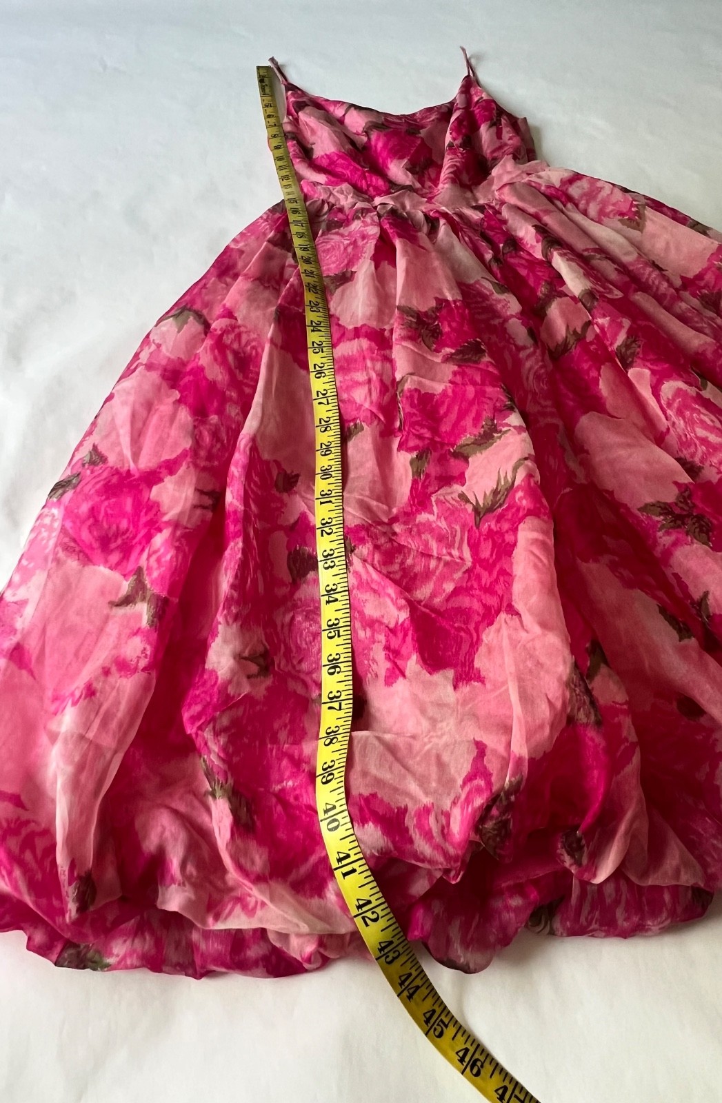 VTG 50&rsquo;s Saks Fifth Avenue Pink Floral Bubble Hem Dress SZ XS/S 24 inch Waist