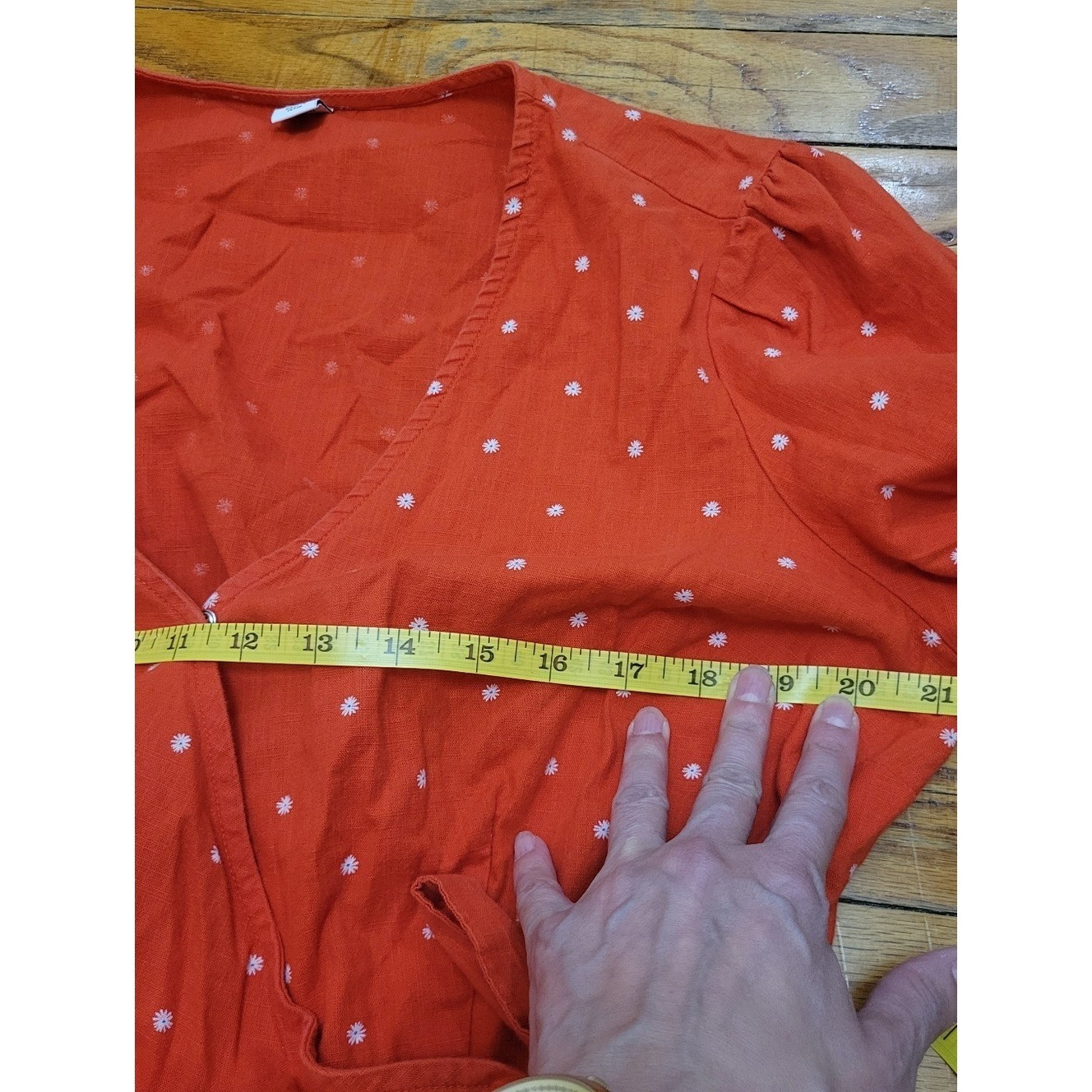 Old Navy Orange Floral Daisy Wrap Dress EUC L Boho Cottagecore Coastal Cowgirl