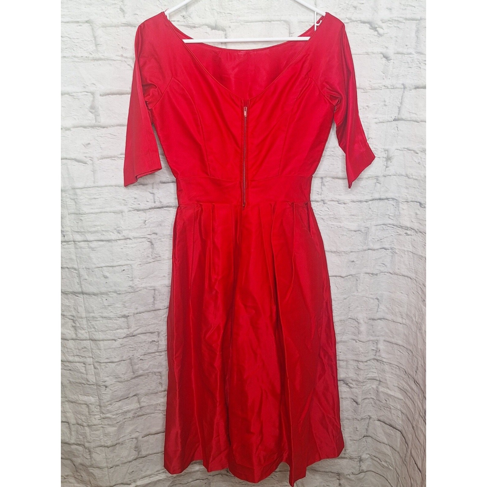 Sz 11 Cherry Red LORRIE DEB Formal Party Dress w bow in front