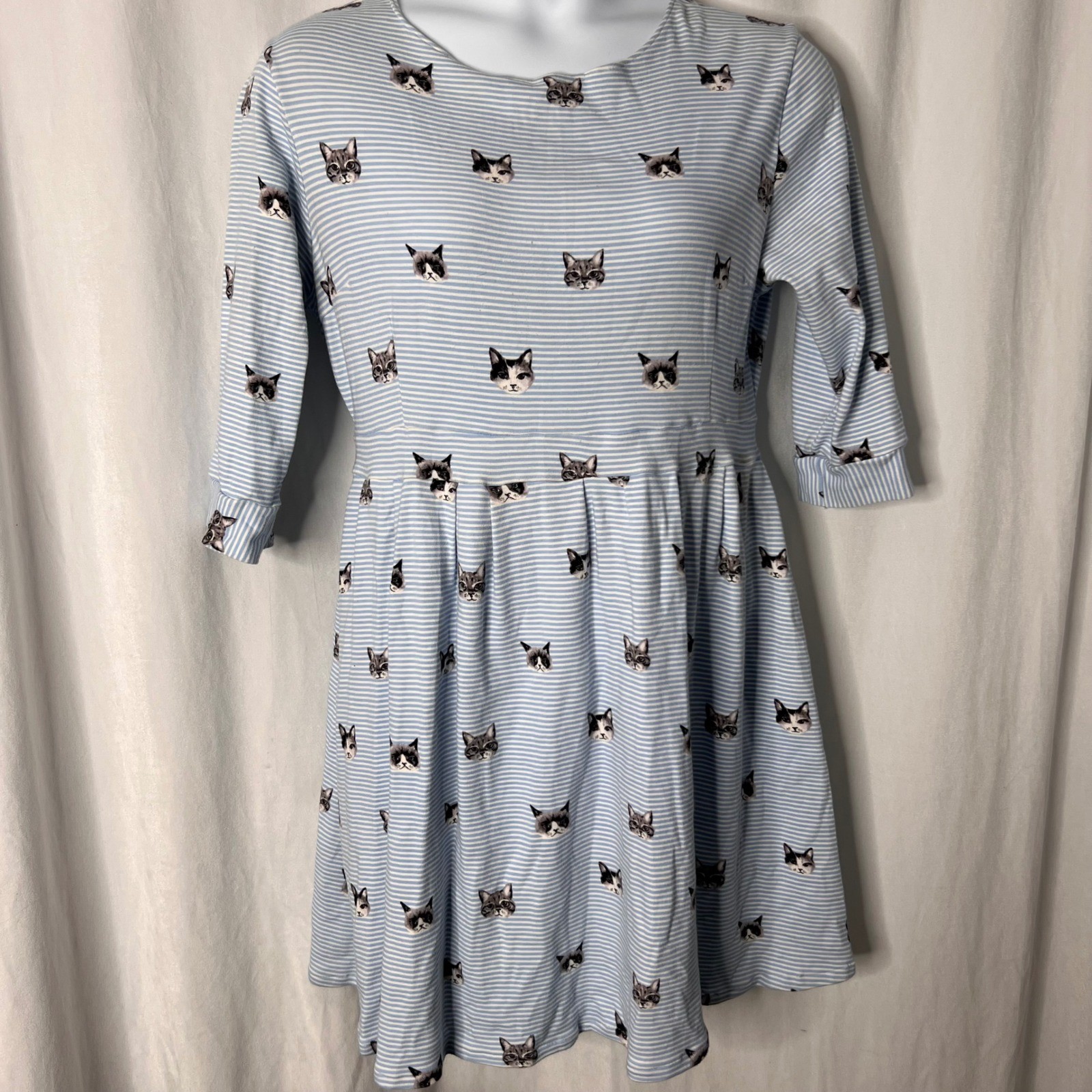 Handmade Dress Cats Stripes | Size 12/14 | *SEE NOTE* | Kitschy