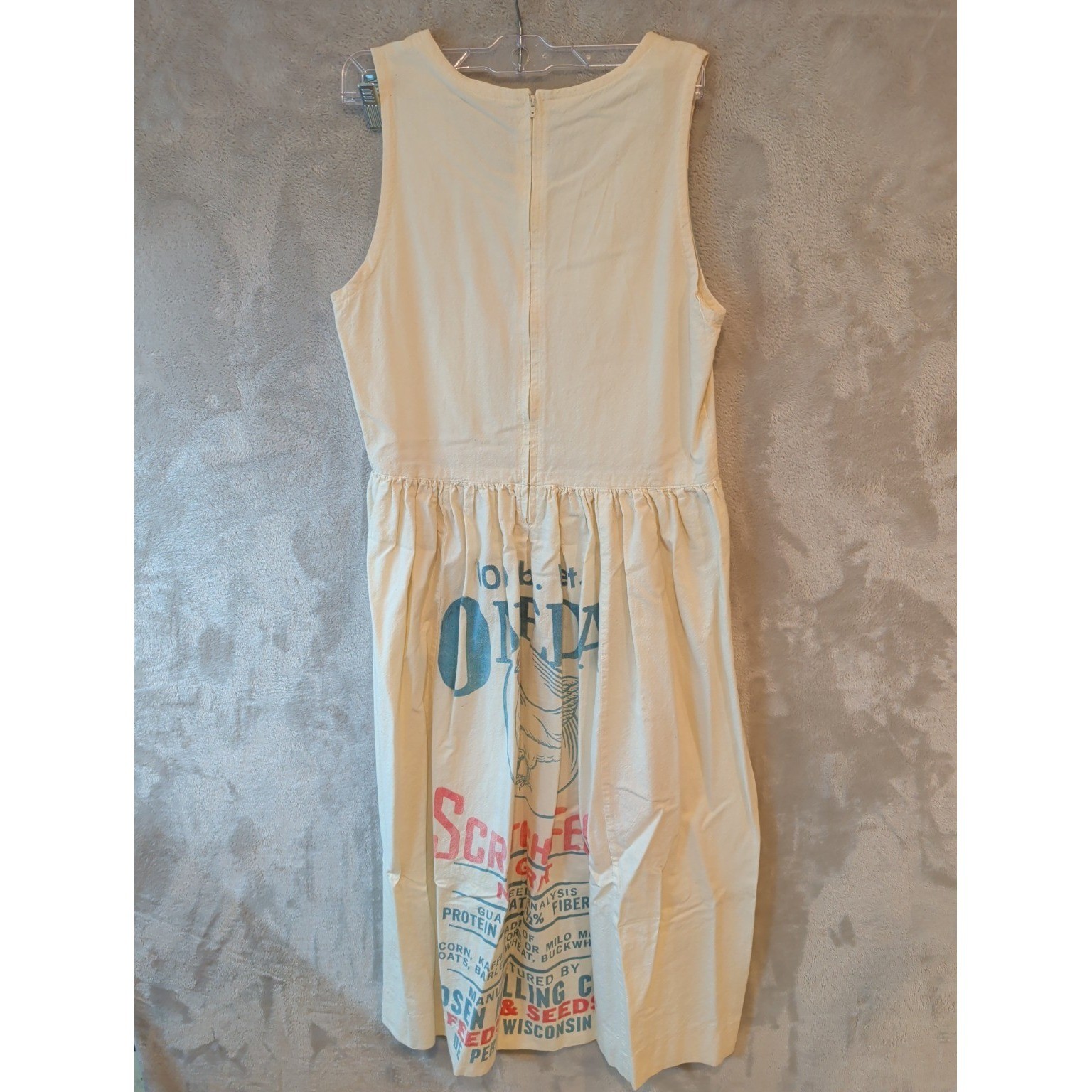 Vintage Handmade Oneida Scratch Feed Sack Dress Osen Milling Chicken Print USA
