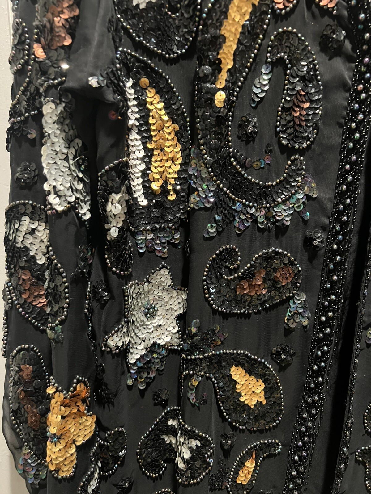 SAIL AWAY GORGEOUS Black Jacket BEADED Silk–Vintage-E/C LINED XL