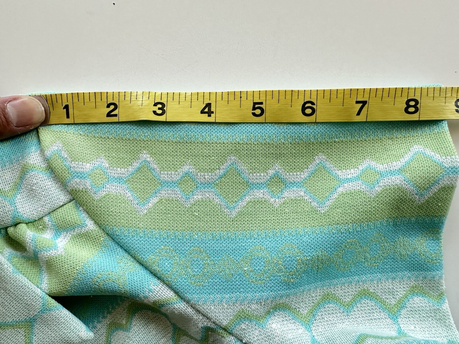 Vintage 70s Mod Shirt Dress Blue Green Stripe Belt Zip Knit Retro Diner Granny