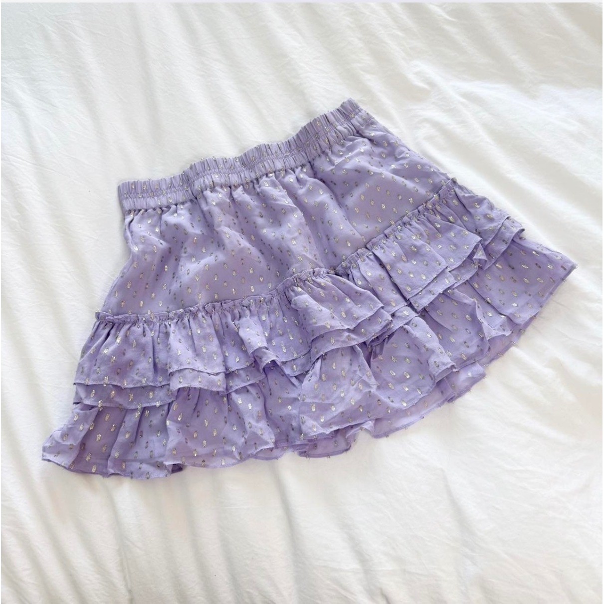 Generation Love Audrina LilacSwiss Dot Ruffle Mini SkirtMetallic Size S