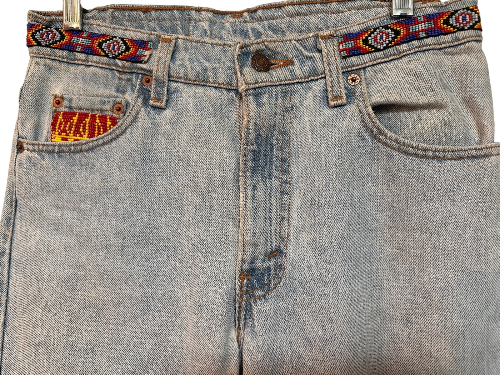 Vintage 1990’s Buzz 18 Beaded Levi’s 505 Jeans Women’s Embellished Upcycled 6 S