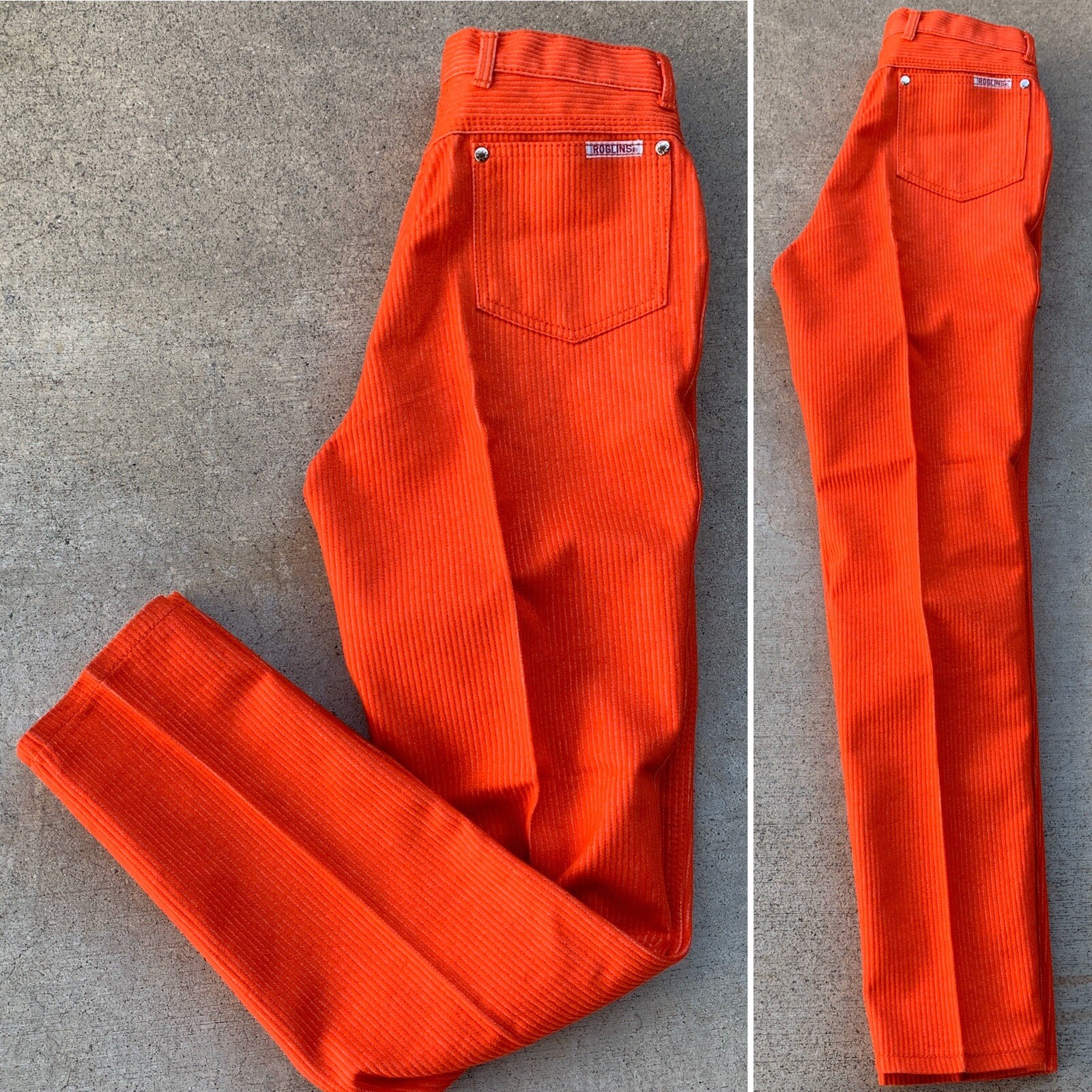 Vintage ROGLINS Stretch Jeans High Waist Tapered Leg Striped 11 26.5 In Waist