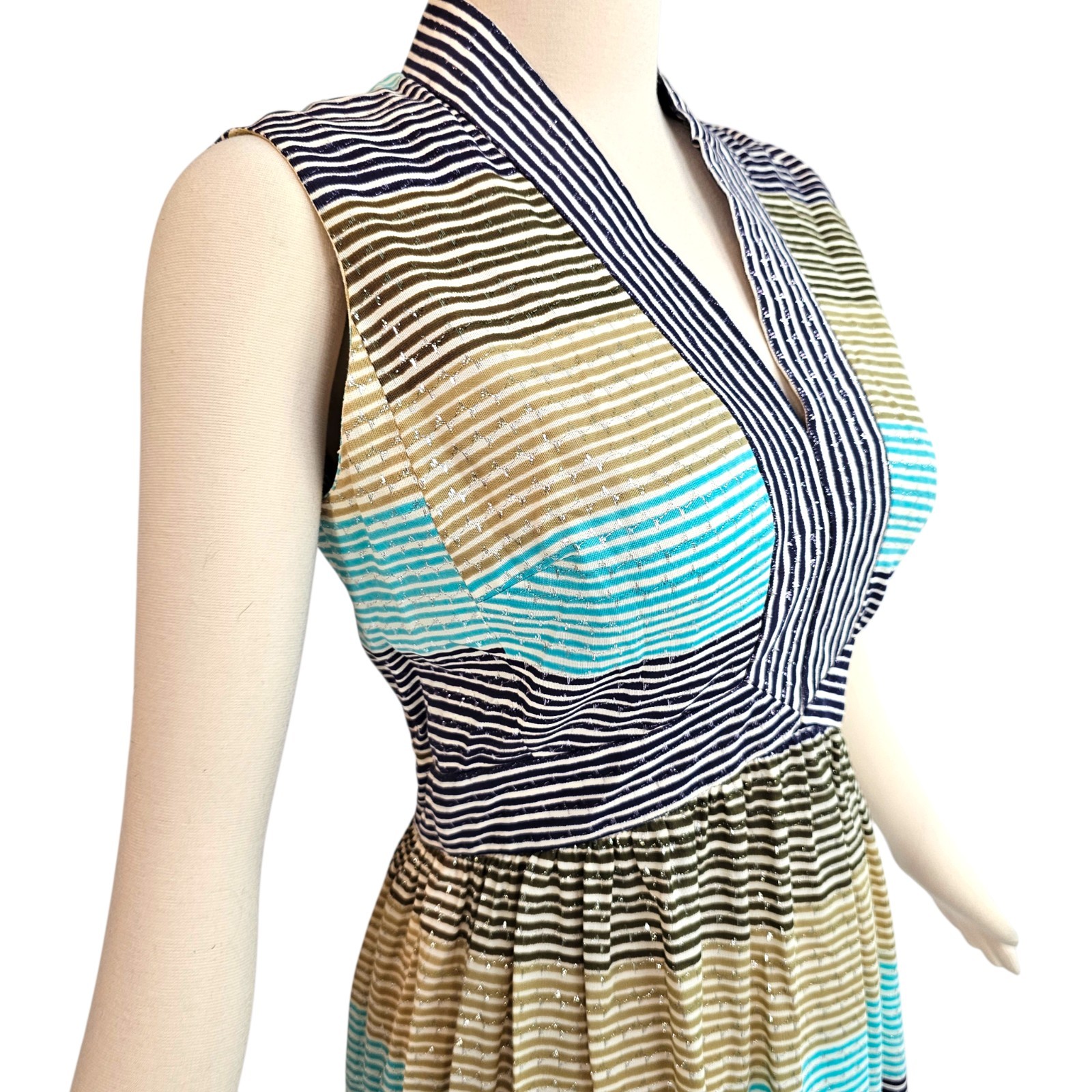 Vintage 1960s 70s Dress Sundress Striped Tiered Young Dimensions Romantica