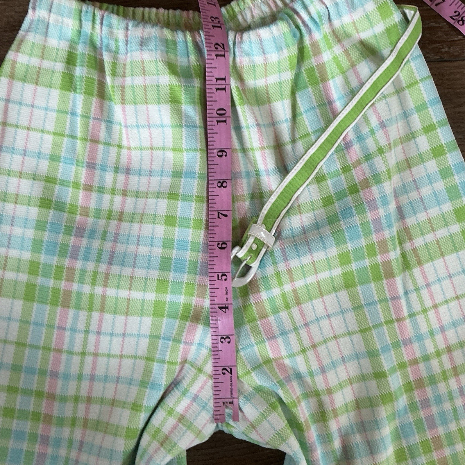 70s VINTAGE James Kenrob Dalton Lime Plaid 3-Pc Top Vest Pants Set Size S #28D8