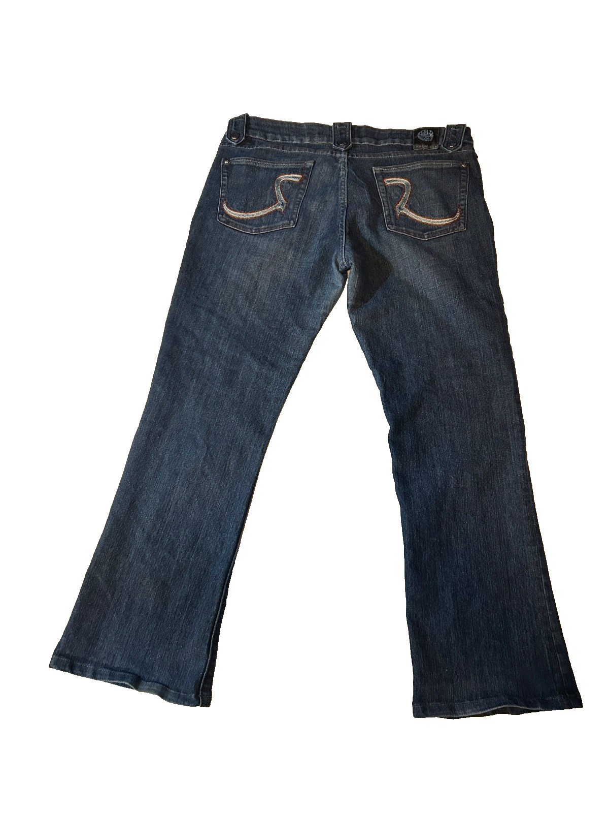 VINTAGE ROCK & Republic « Isaac » BOOT CUT JEANS Skull Orange blue s 31