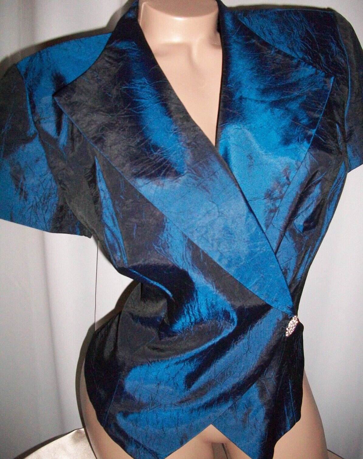 Vtg Blue Acetate Lined Crop Top 38 L USA