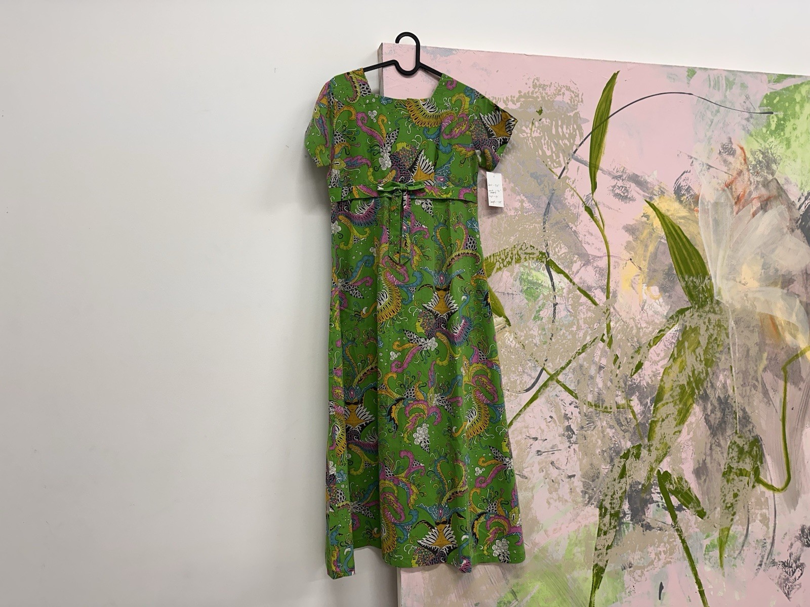 60s Vintage Psychedelic Print Disco Cotton Handmade Maxi Dress Women&rsquo;s Size M L