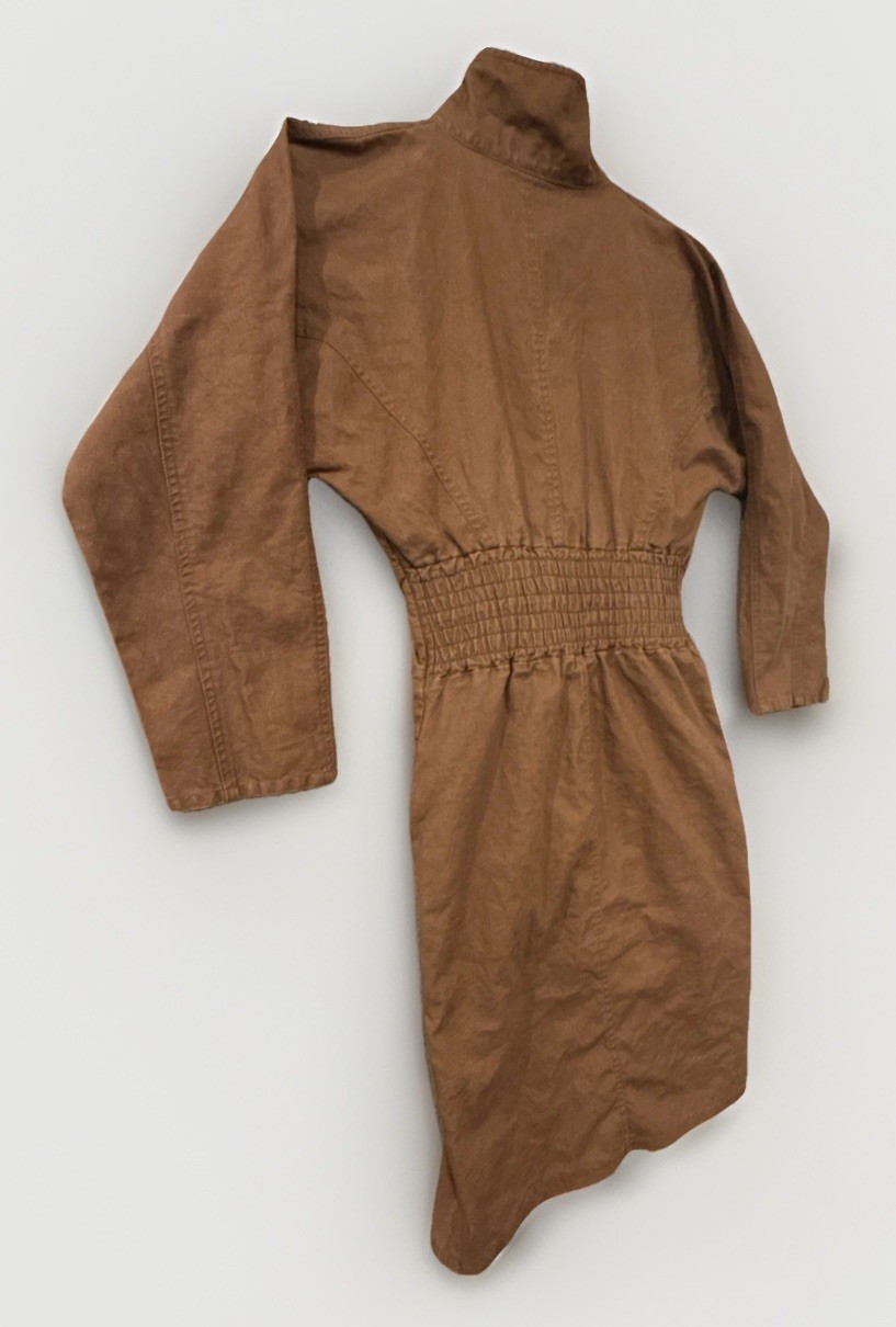 NOK NOK Vintage Brown Original 80s Style Dress, Front Zip, Pockets, Unique