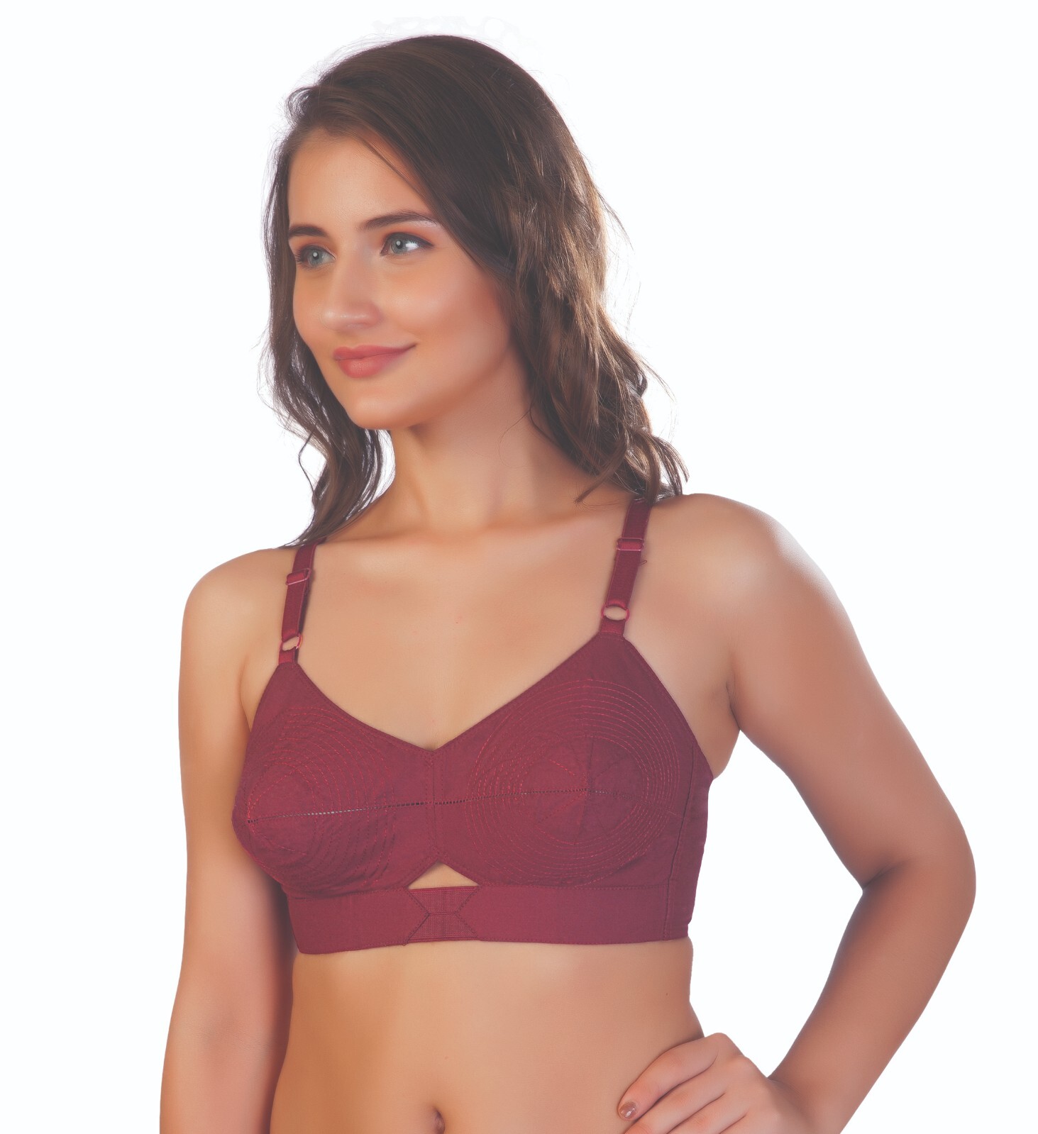 Padded Bullet Bra Organic Cotton- Vintage Retro Bra (Plus Size Available) Maroon