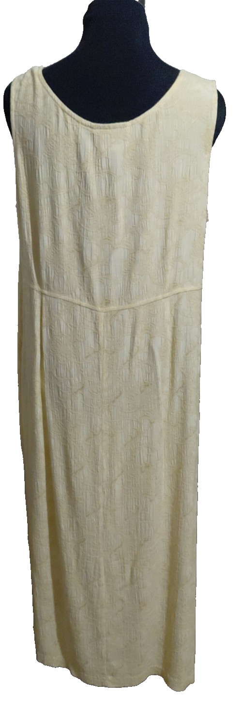Vintage Karin Stevens Yellow Textured Sleeveless Maxi Dress 100% Rayon SZ 14P
