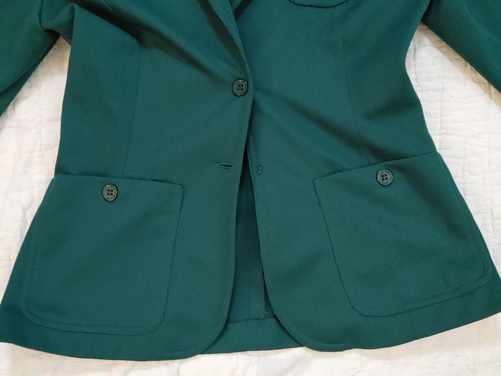 Vintage 80s Green Polyester Blazer Jacket Homemade Womens S/M Grannycore
