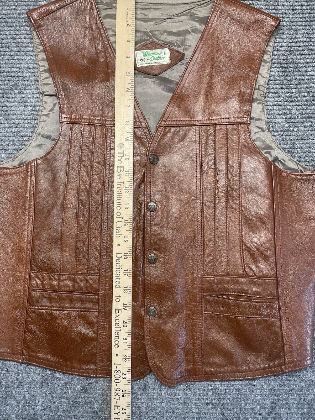 VTG Rustic Genuine Leather Vest Large (42) Mexico Cowboy Ranch Style Motorcycle