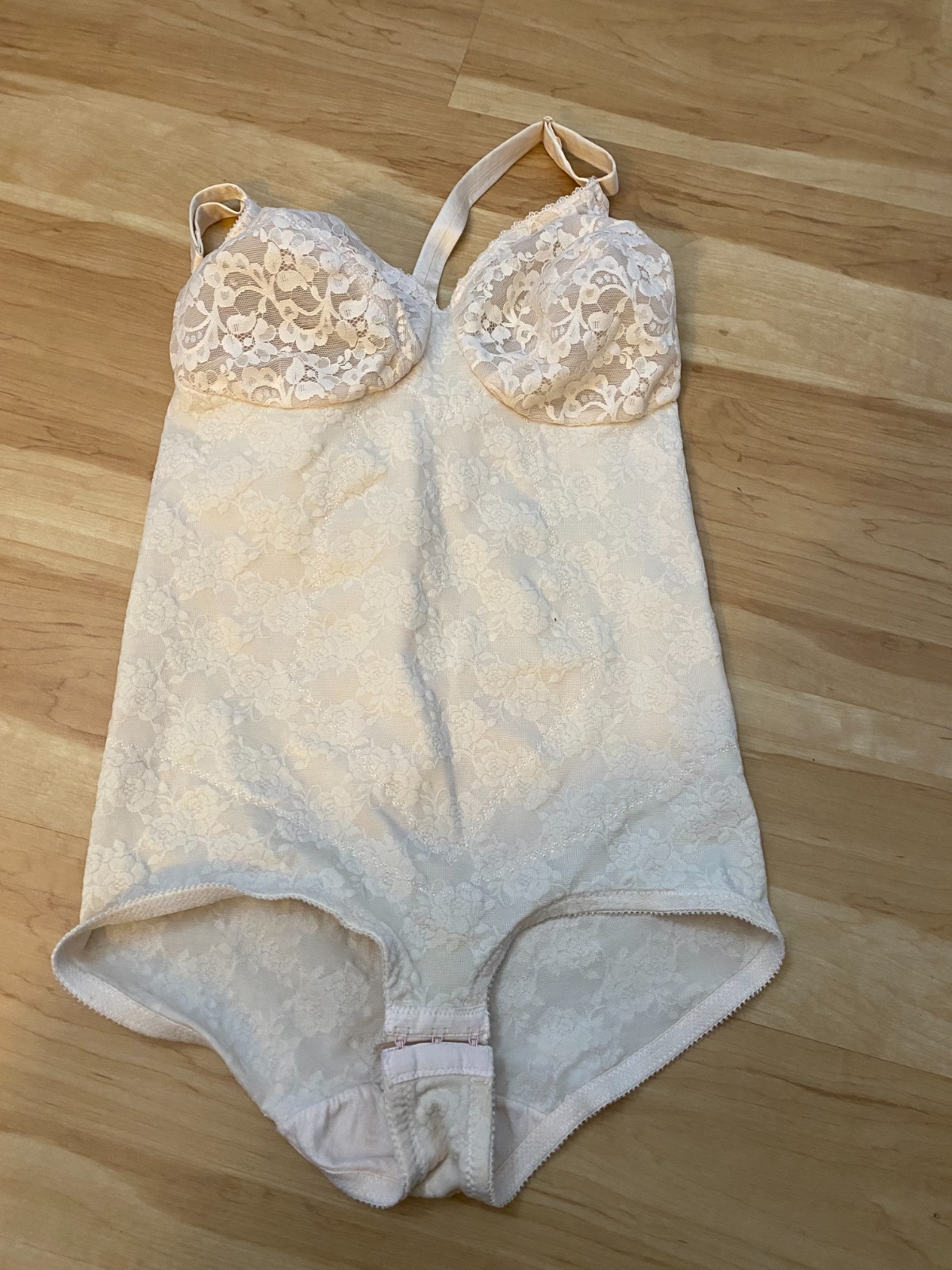 Subtract Vintage Beige All In One Shapewear Bodysuit 40 C Chest Cottagecore