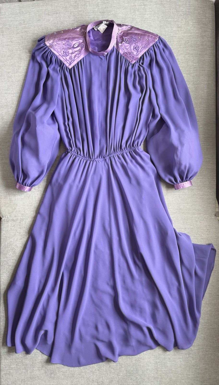 Vntg 70s Frank UshEr London for KEISER -EGAN Purple Dress Sz 8 Victorian Gown