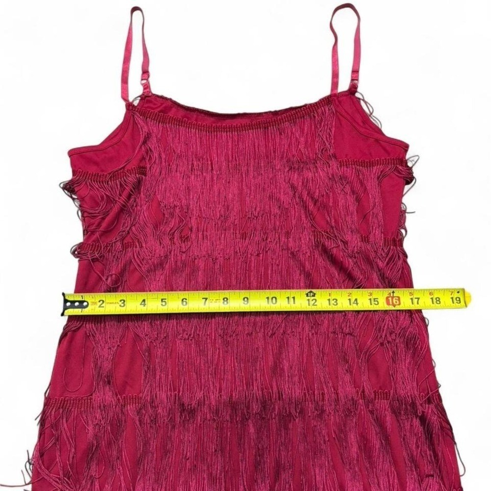 Red 1920&rsquo;s mini dress flapper inspired fringe adjustable straps gatsby party L