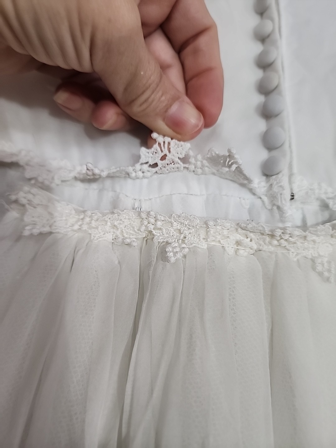 VTG ALFRED ANGELO ORIGINAL White Empire Waist Wedding Dress With DetachableTrain