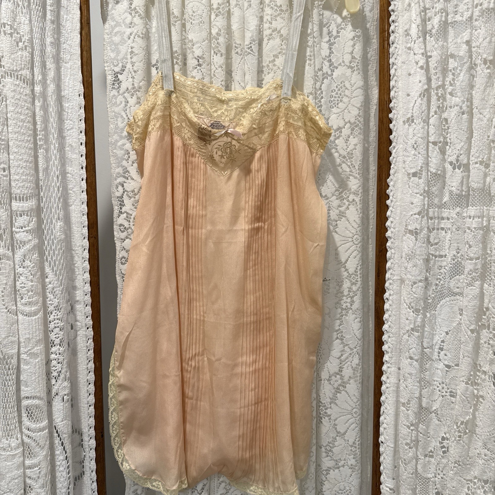 NOS Light Peach & Ivory Vintage 1920’s Silk Teddy / Step-in. Antique lingerie.