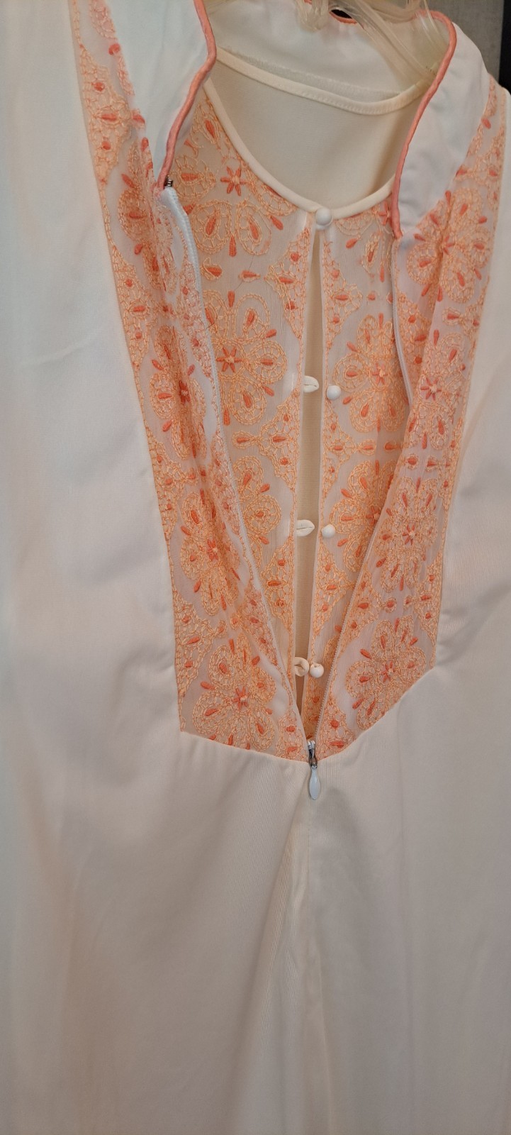 Off White Cream Vtg 2 Pc Gossard Artemis Robe Nightgown Beautiful Embroidery Med