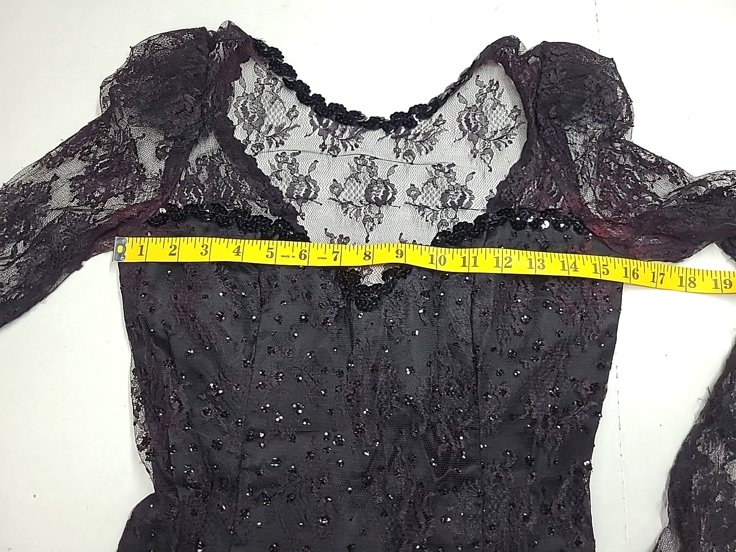 Gunne Sax dress Goth Princess Black Lace Sequins Tattoo Show Off Open Back Sz 9