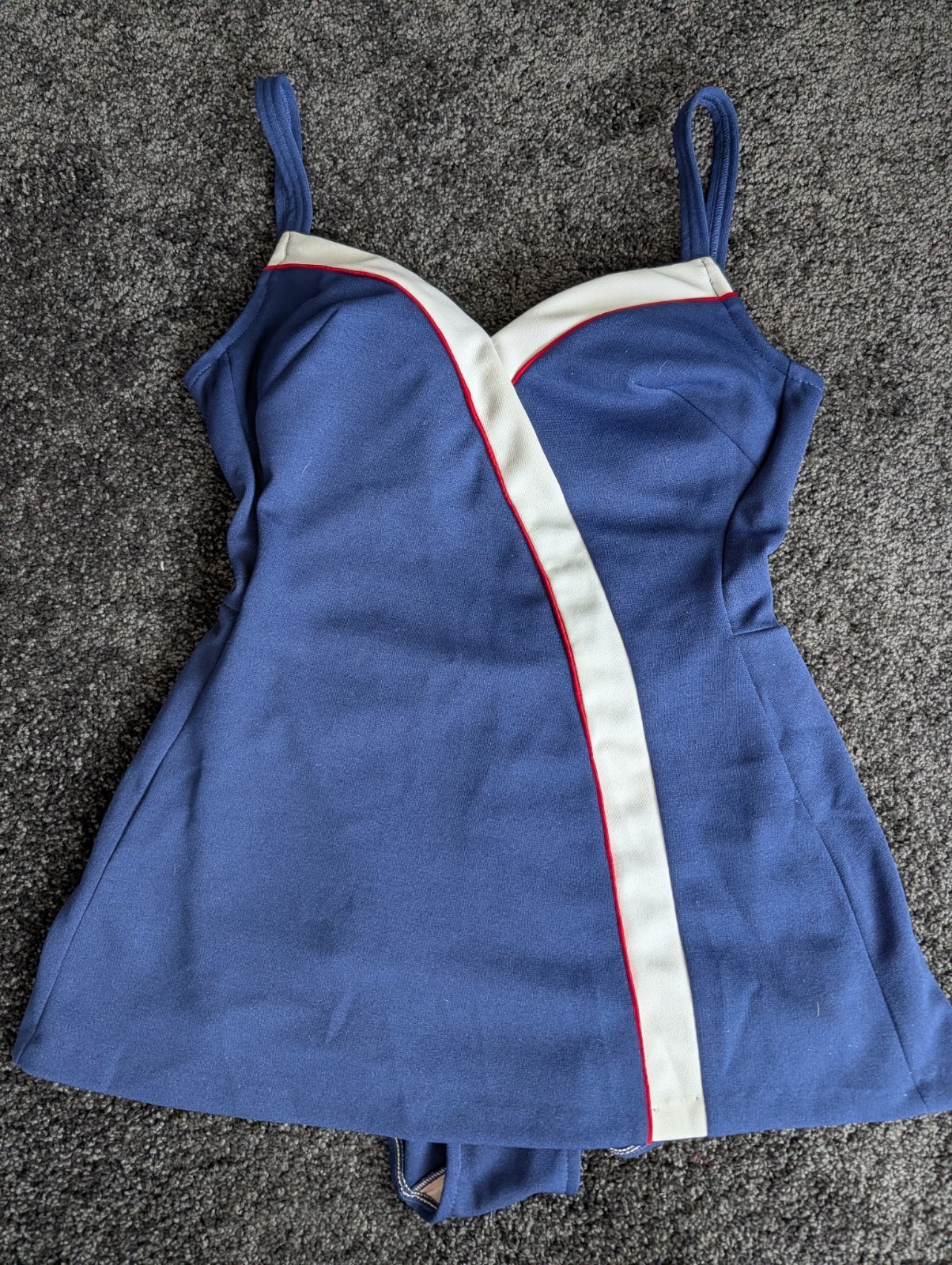 Vintage 1970s Robby Len Fashions One Piece Swimsuit Skirted Structured Top Sz S
