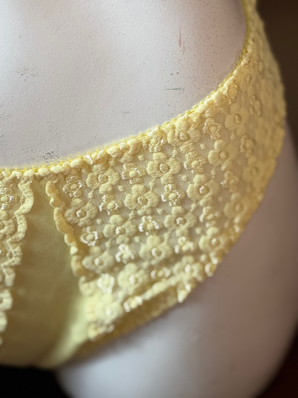 VINTAGE OLGA ~ YELLOW ~ SIMPLY PERFECT LACE HI-KINI PANTIES ~ SiZE MEDIUM