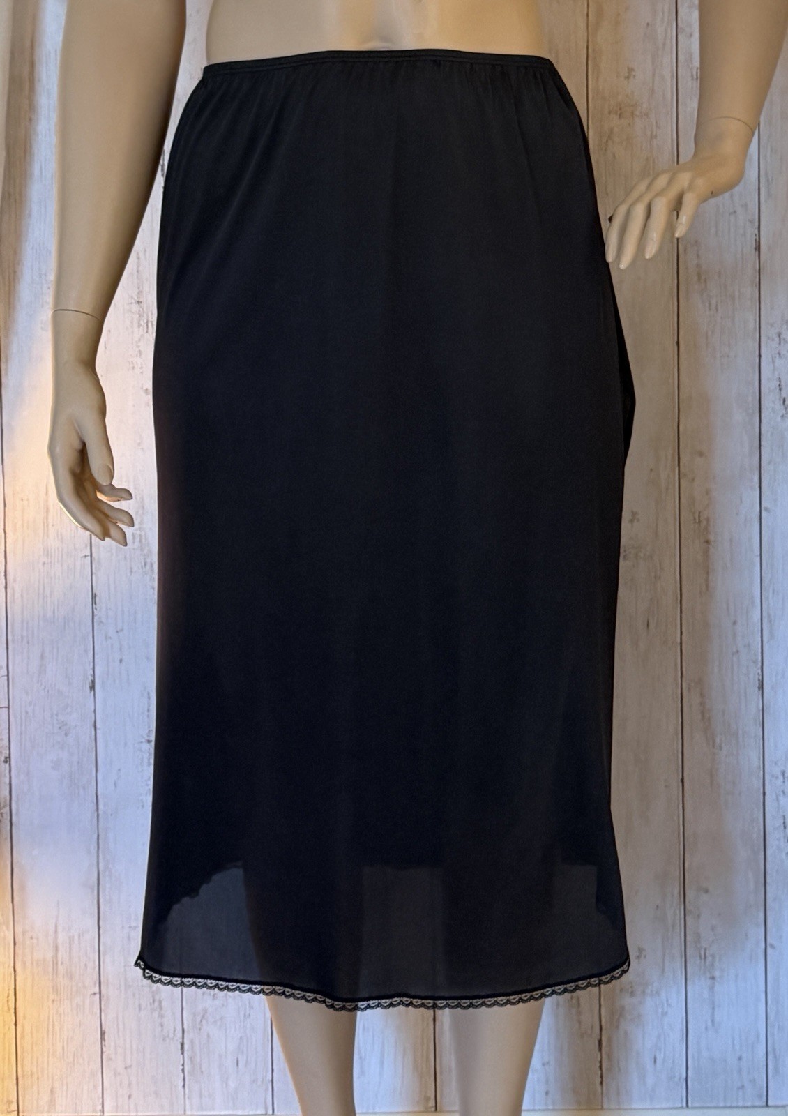 Vintage Vassarette Black Sheer Nylon Half Slip XL USA Style 11-122
